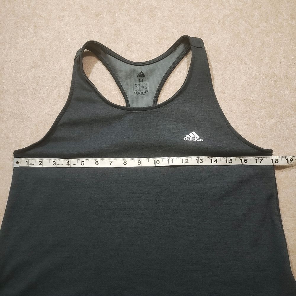Adidas Women's Charcoal Gray Racerback Tank Top #1 - Picture 3 of 5